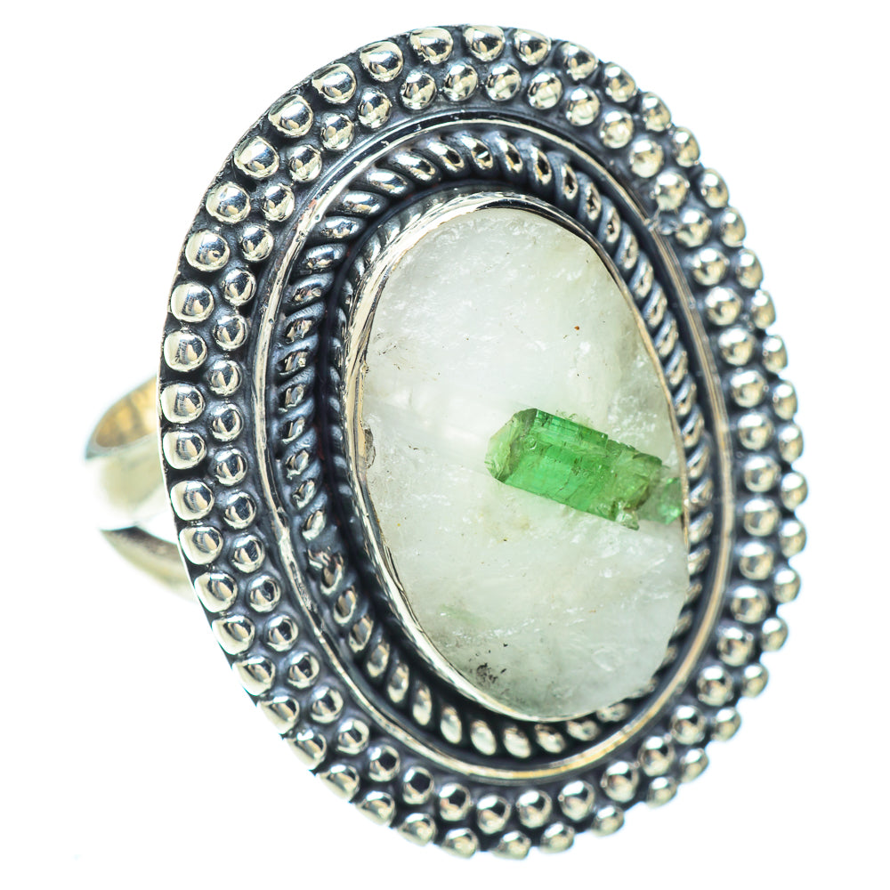 Green Tourmaline In Quartz Rings handcrafted by Anasilvercos - RING56995