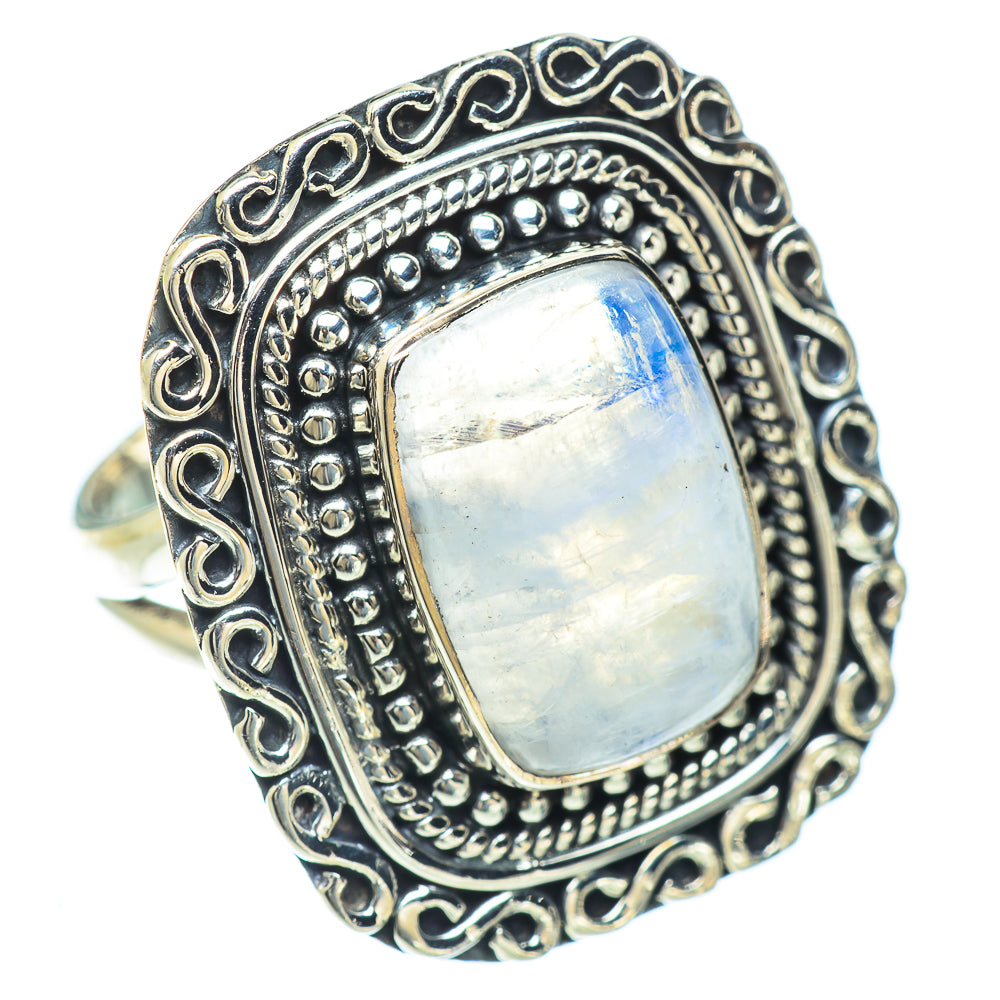 Rainbow Moonstone Rings handcrafted by Anasilvercos - RING56996