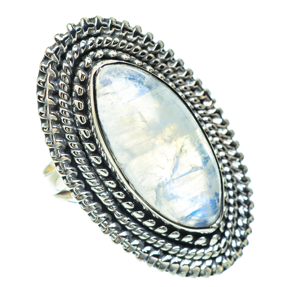 Rainbow Moonstone Rings handcrafted by Anasilvercos - RING57028