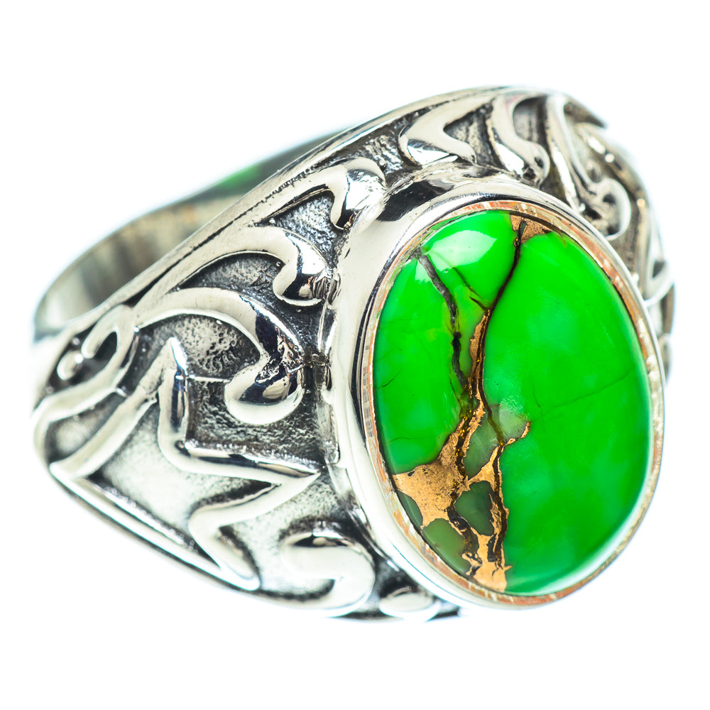 Green Copper Composite Turquoise Rings handcrafted by Anasilvercos - RING57063