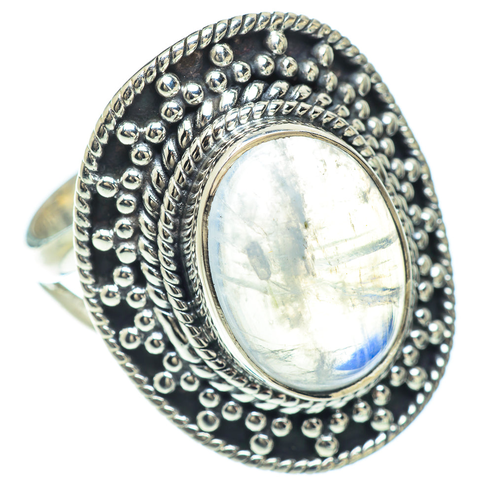 Rainbow Moonstone Rings handcrafted by Anasilvercos - RING57080