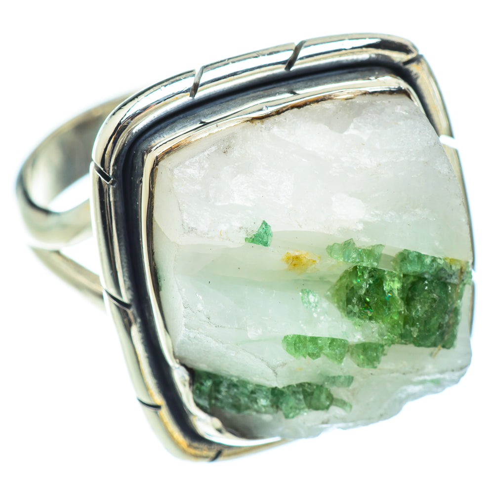 Green Tourmaline In Quartz Rings handcrafted by Anasilvercos - RING57154
