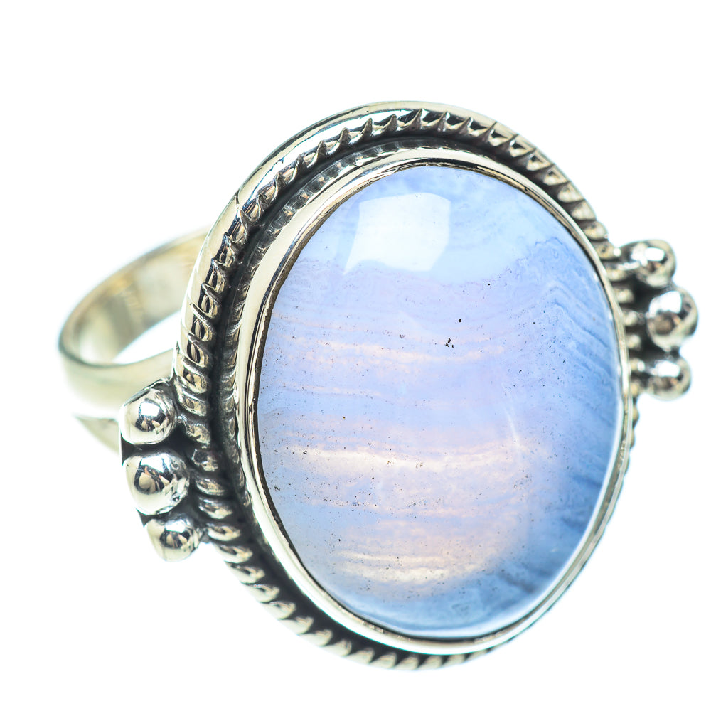 Blue Lace Agate Rings handcrafted by Anasilvercos - RING57180