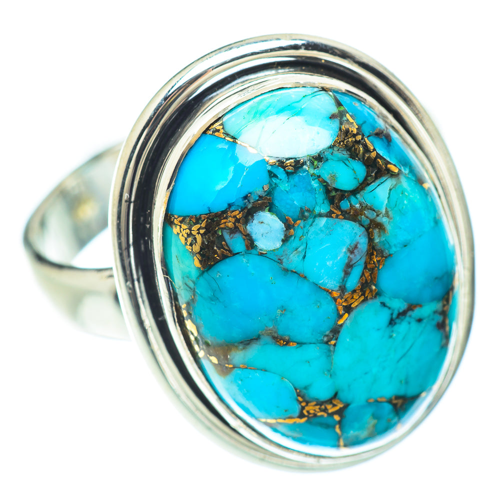 Blue Copper Composite Turquoise Rings handcrafted by Anasilvercos - RING57203