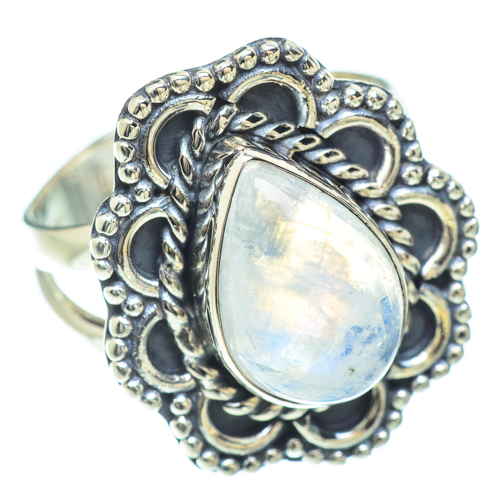 Rainbow Moonstone Rings handcrafted by Anasilvercos - RING57220