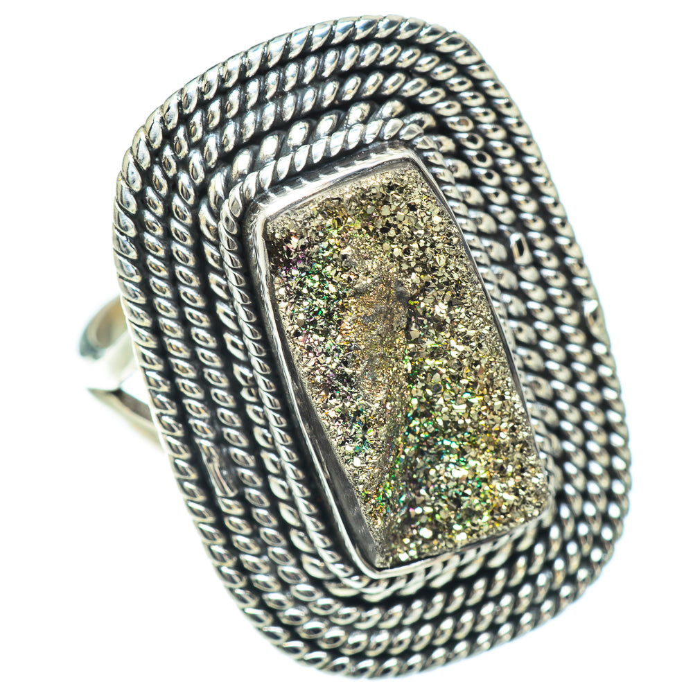 Spectro Pyrite Druzy Rings handcrafted by Anasilvercos - RING57231