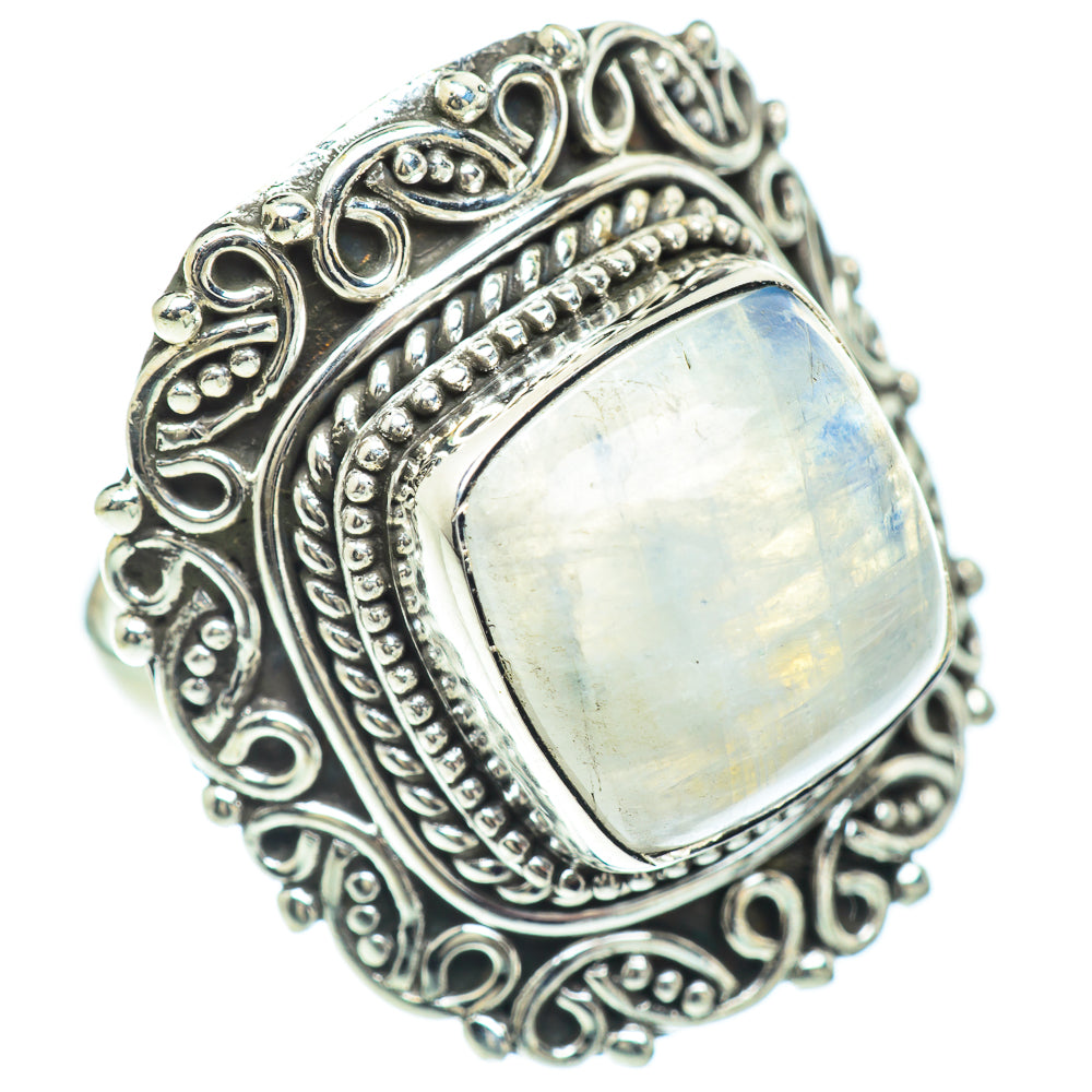 Rainbow Moonstone Rings handcrafted by Anasilvercos - RING57271