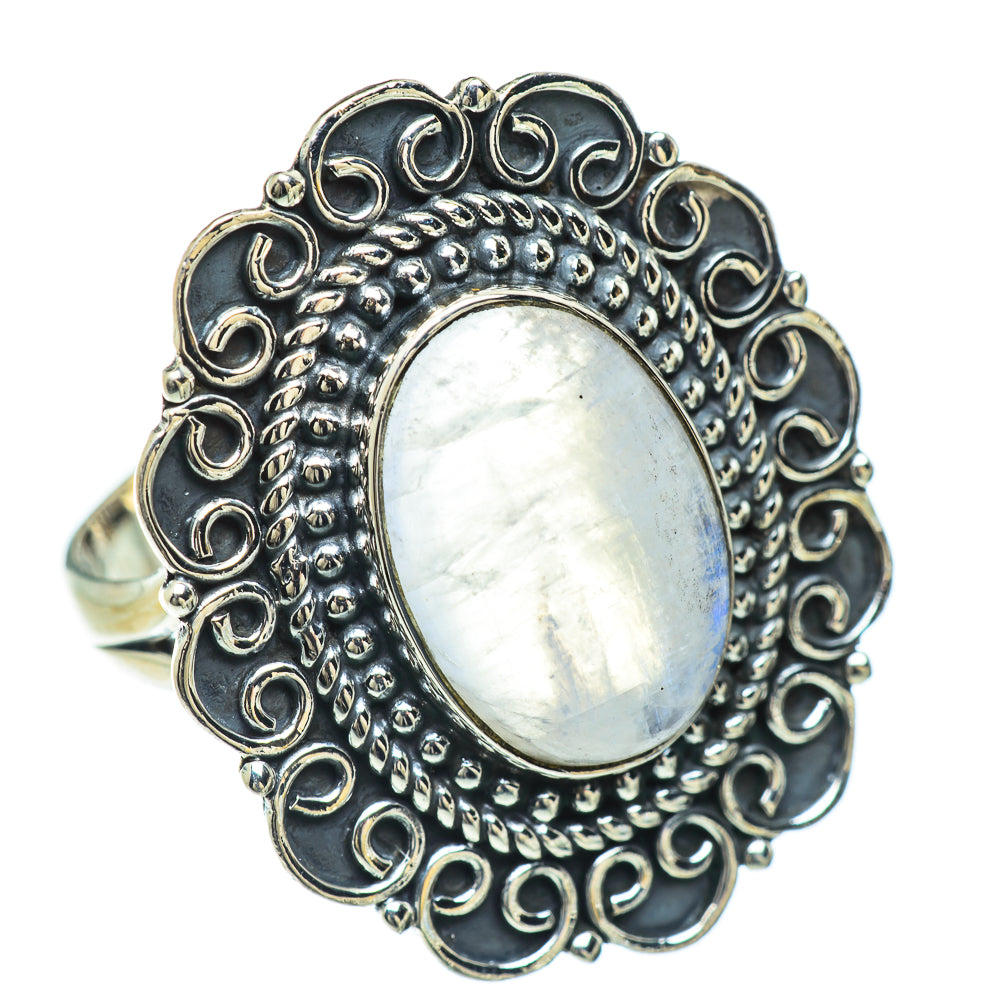 Rainbow Moonstone Rings handcrafted by Anasilvercos - RING57359