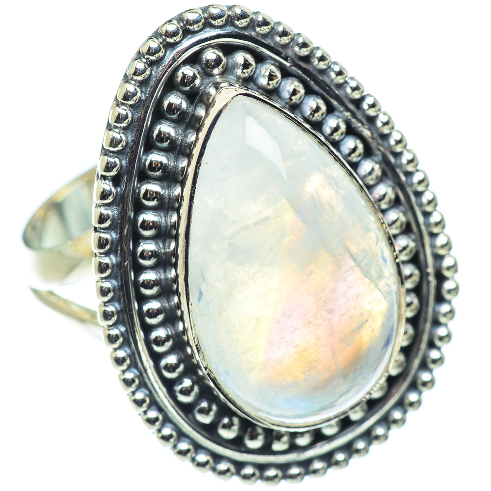 Rainbow Moonstone Rings handcrafted by Anasilvercos - RING57419