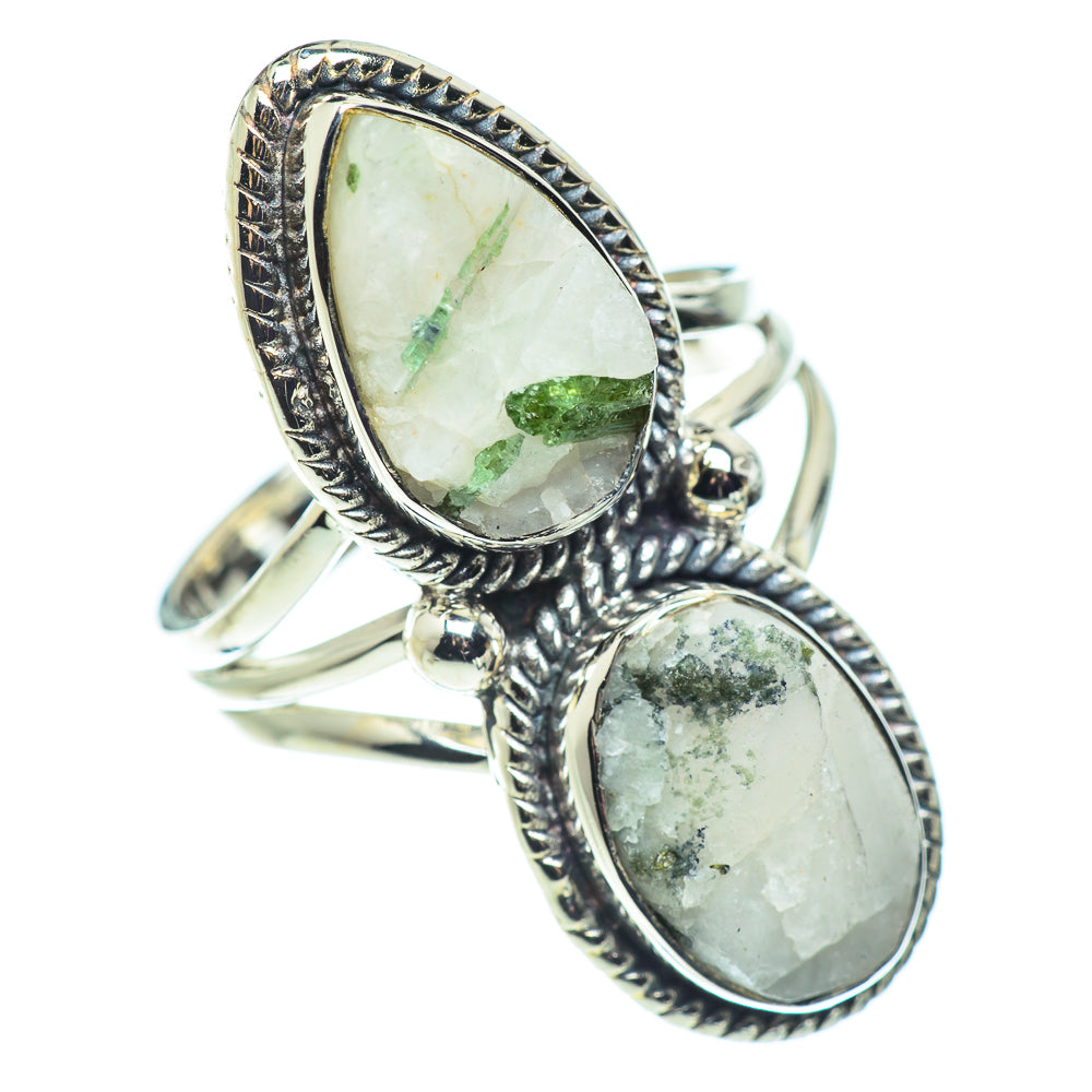 Green Tourmaline In Quartz Rings handcrafted by Anasilvercos - RING57420