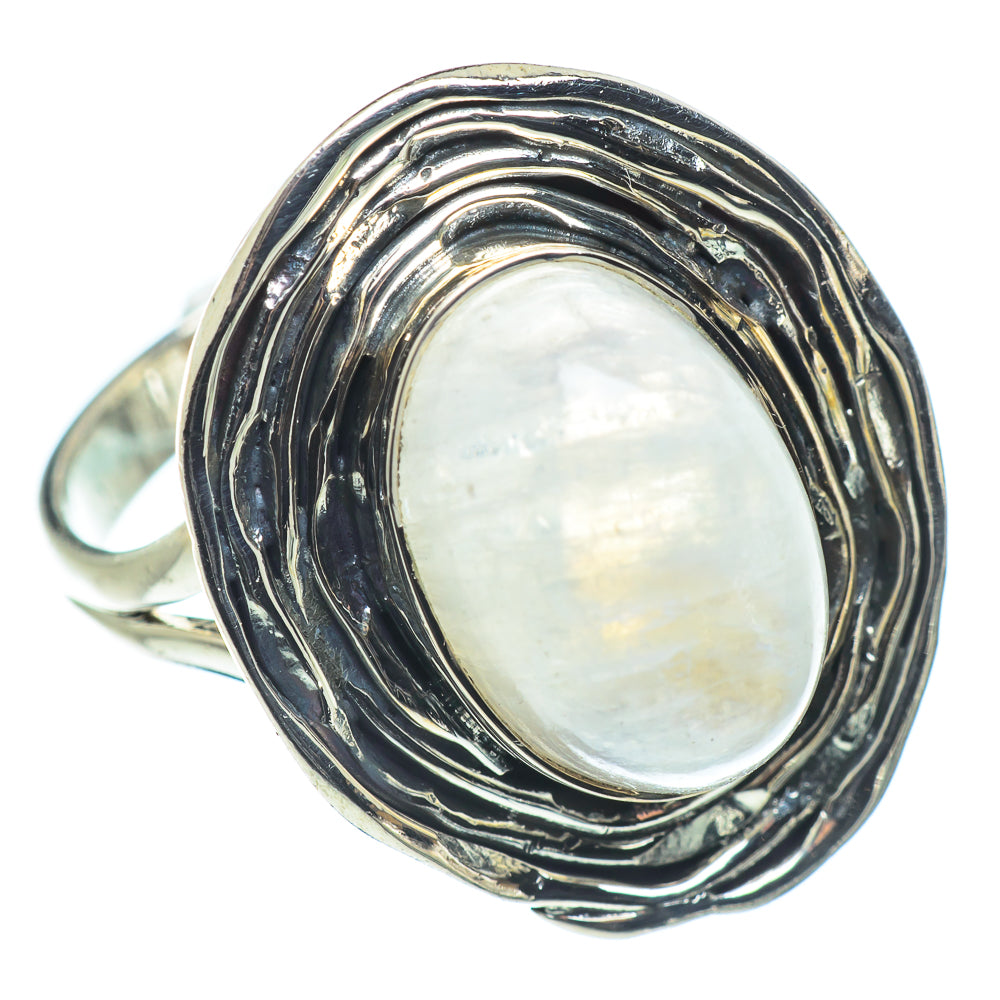 Rainbow Moonstone Rings handcrafted by Anasilvercos - RING57449
