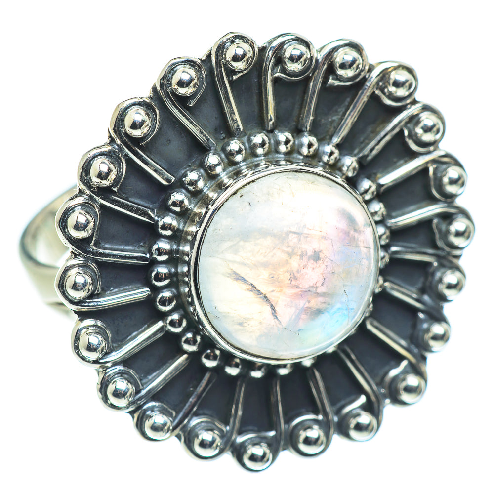 Rainbow Moonstone Rings handcrafted by Anasilvercos - RING57450