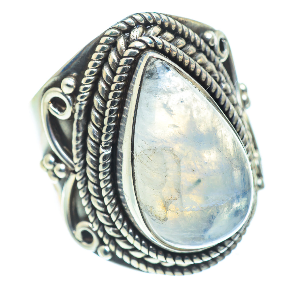Rainbow Moonstone Rings handcrafted by Anasilvercos - RING57497