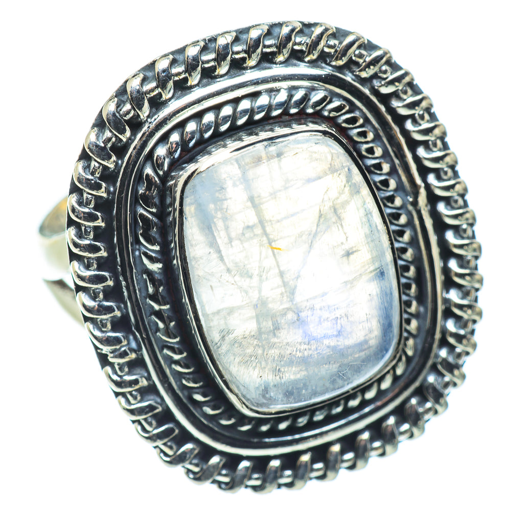 Rainbow Moonstone Rings handcrafted by Anasilvercos - RING57520