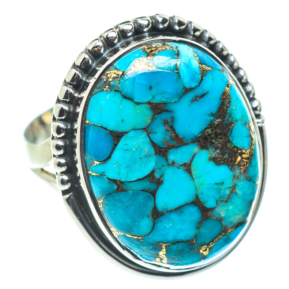 Blue Copper Composite Turquoise Rings handcrafted by Anasilvercos - RING57538