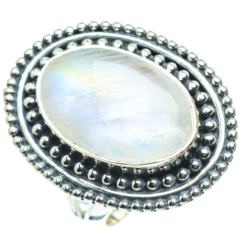 Rainbow Moonstone Rings handcrafted by Anasilvercos - RING57565