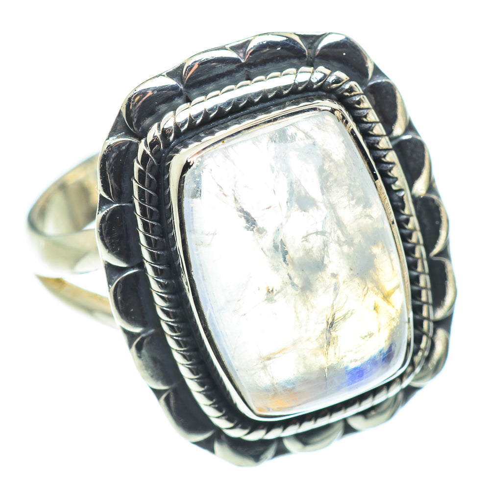 Rainbow Moonstone Rings handcrafted by Anasilvercos - RING57590