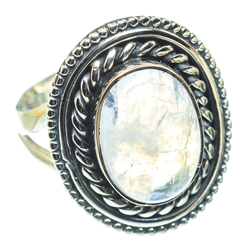 Rainbow Moonstone Rings handcrafted by Anasilvercos - RING57606