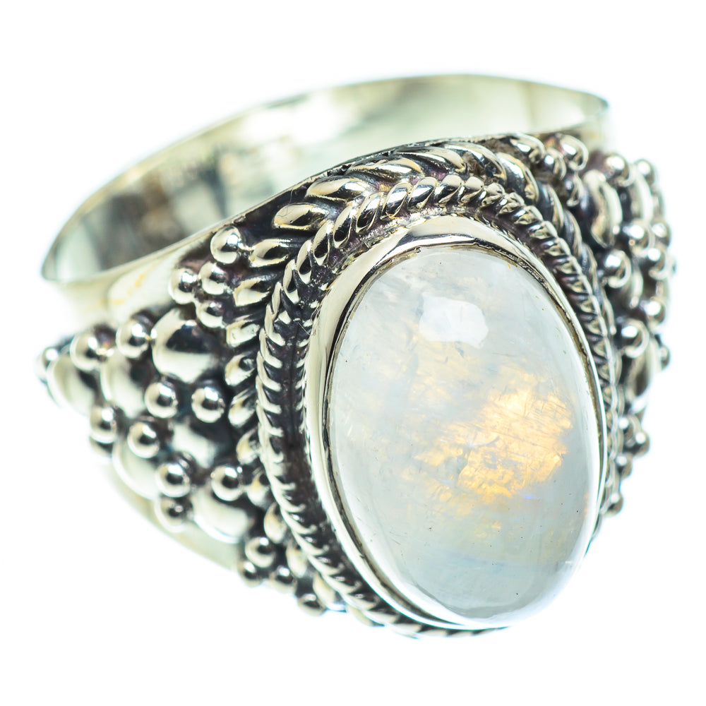 Rainbow Moonstone Rings handcrafted by Anasilvercos - RING57618