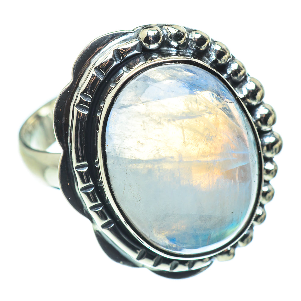 Rainbow Moonstone Rings handcrafted by Anasilvercos - RING57645