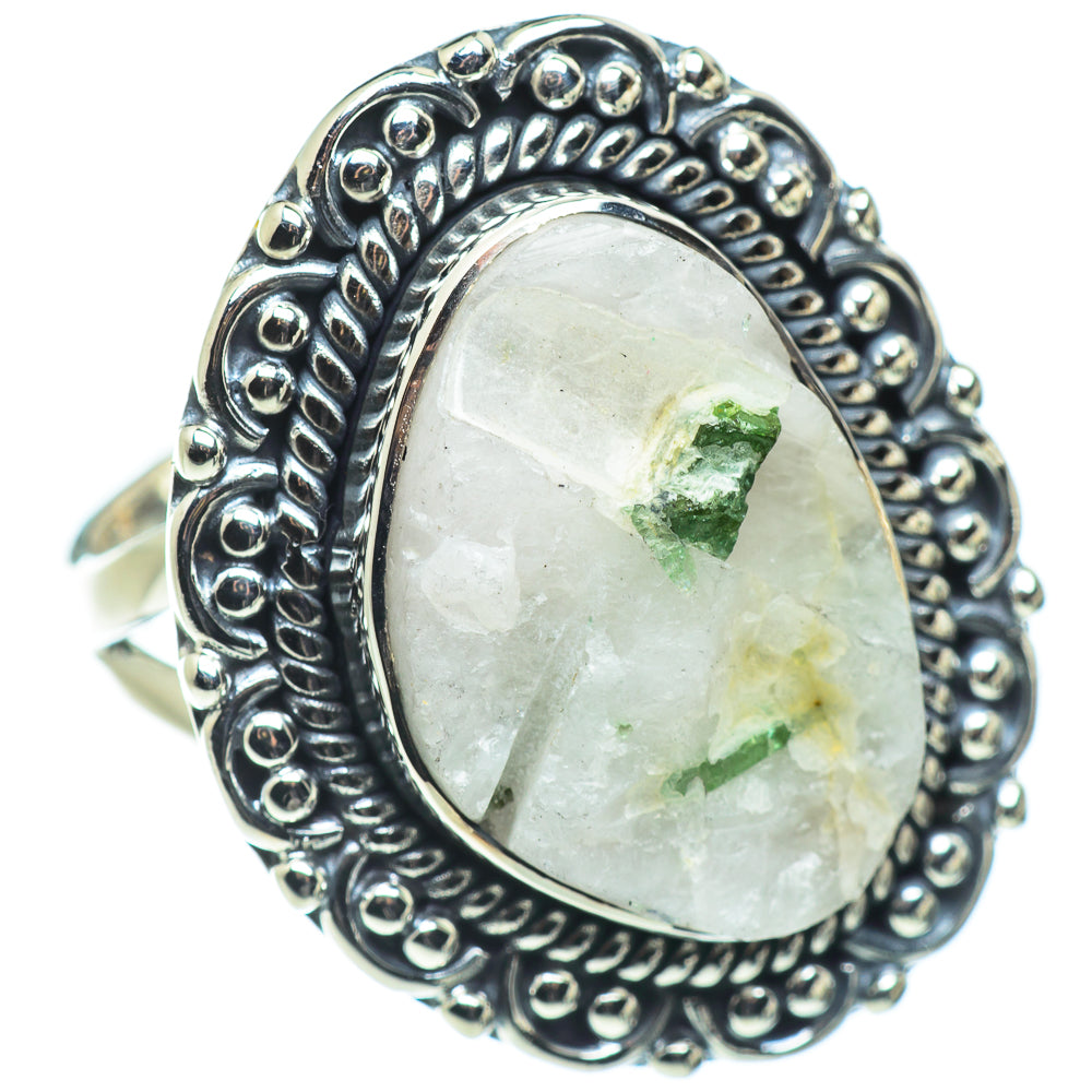 Green Tourmaline In Quartz Rings handcrafted by Anasilvercos - RING57648