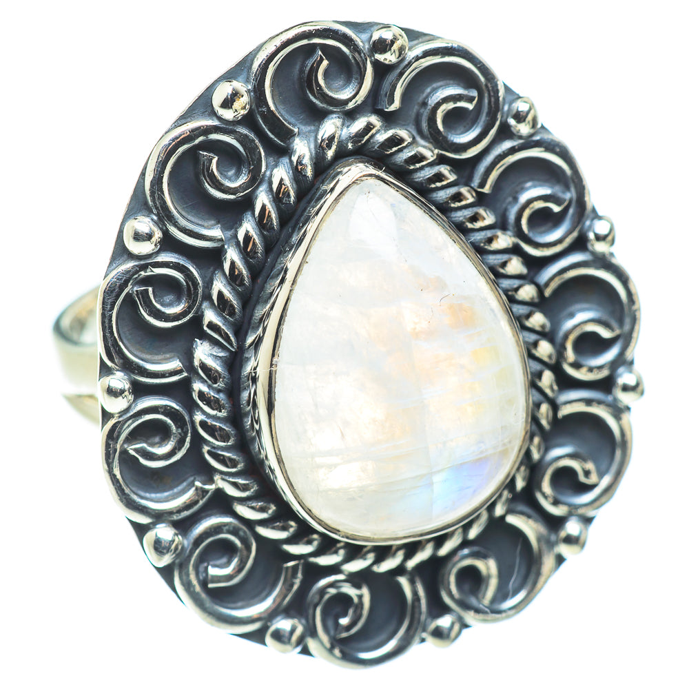Rainbow Moonstone Rings handcrafted by Anasilvercos - RING57664