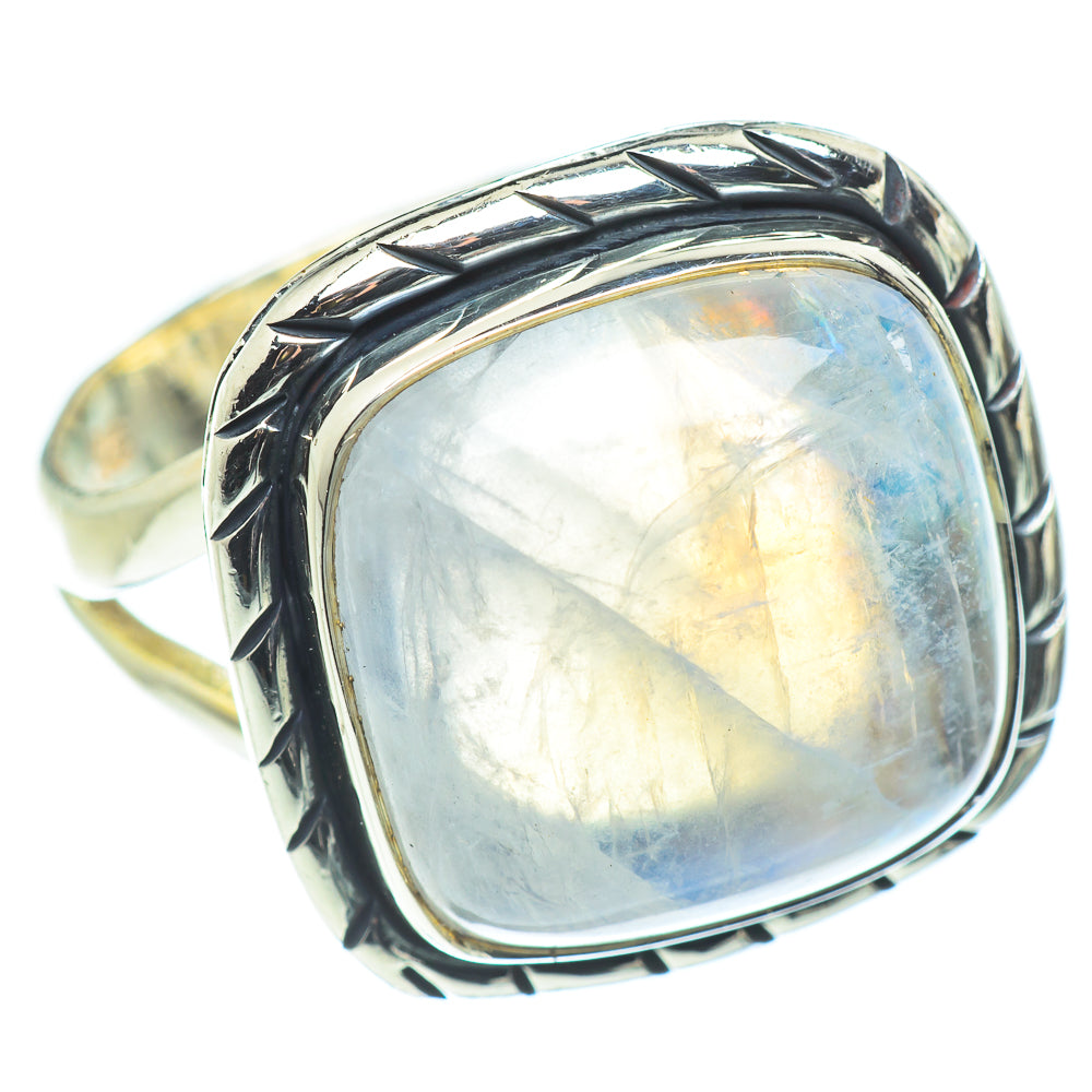 Rainbow Moonstone Rings handcrafted by Anasilvercos - RING57666