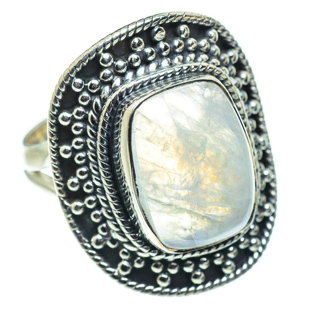 Rainbow Moonstone Rings handcrafted by Anasilvercos - RING57709