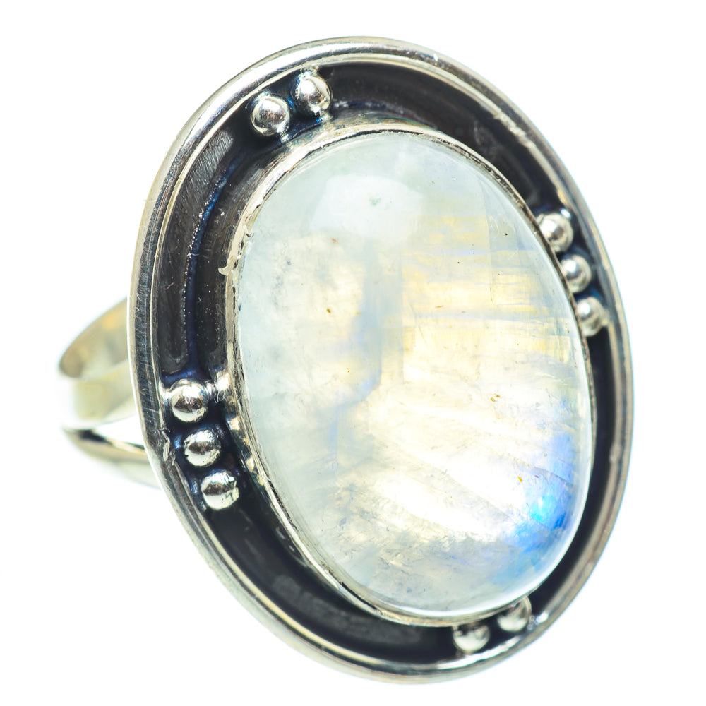Rainbow Moonstone Rings handcrafted by Anasilvercos - RING57773