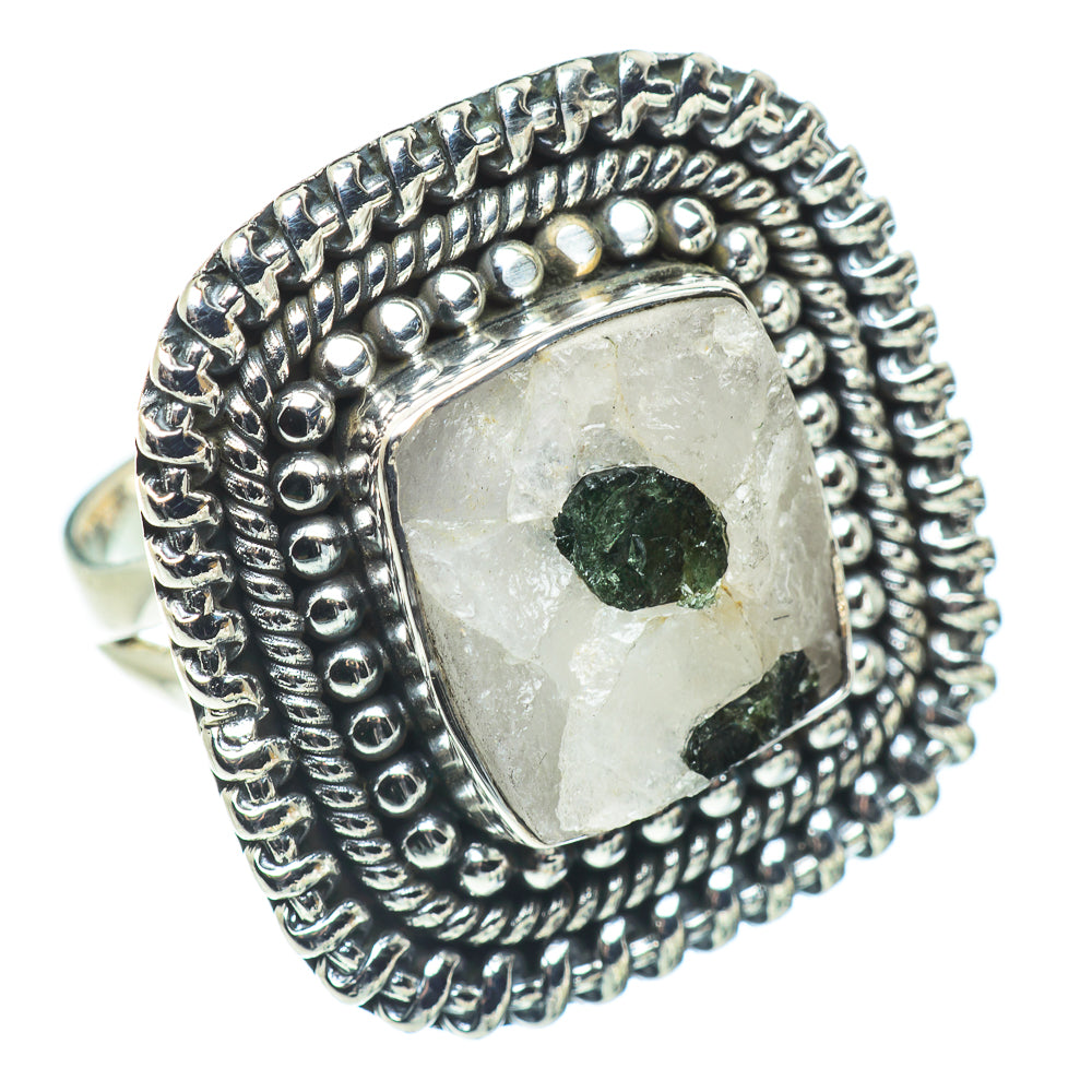 Green Tourmaline In Quartz Rings handcrafted by Anasilvercos - RING57774
