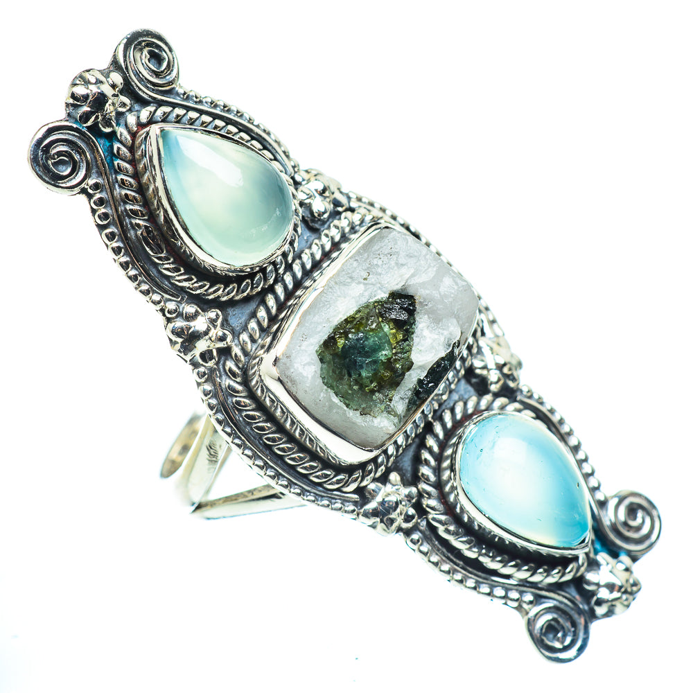 Green Quart Crystal Rings handcrafted by Anasilvercos - RING57779