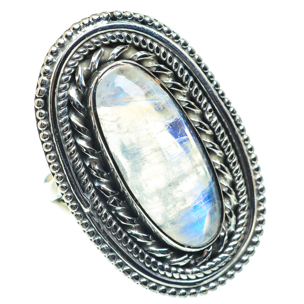 Rainbow Moonstone Rings handcrafted by Anasilvercos - RING57798