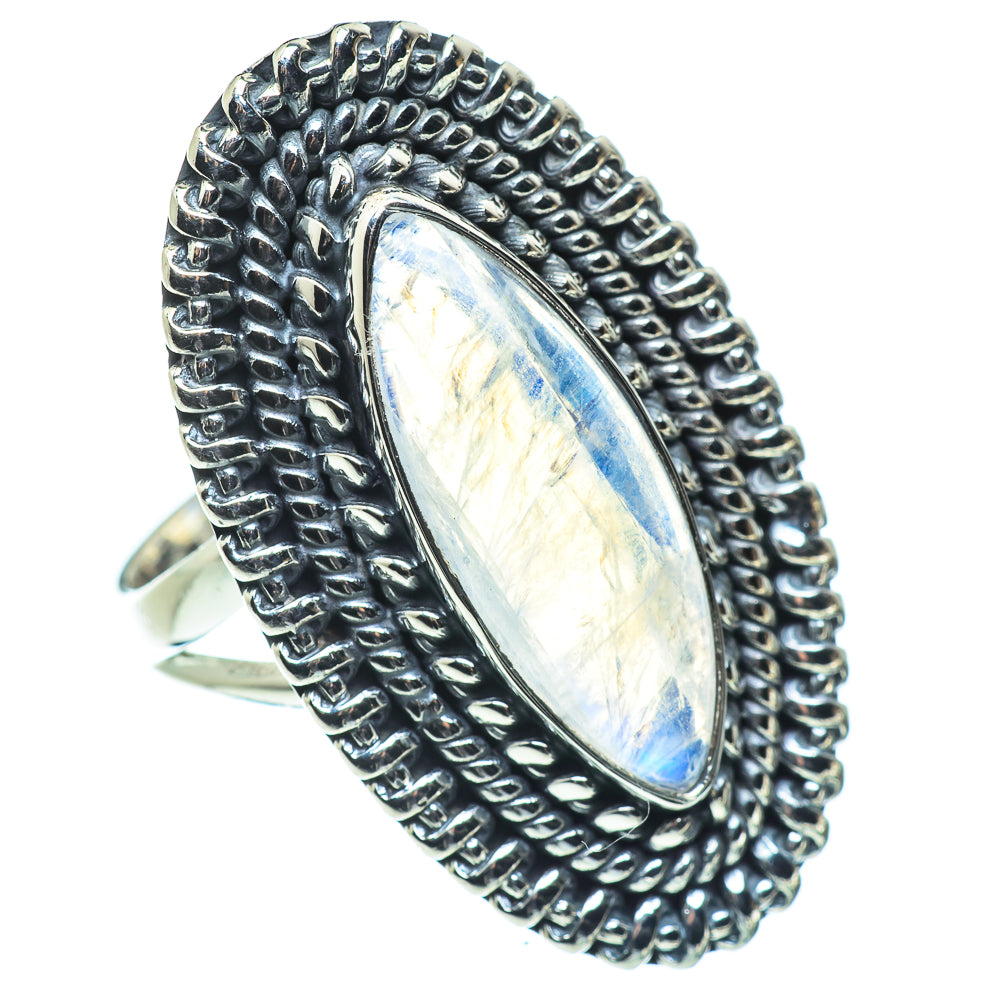 Rainbow Moonstone Rings handcrafted by Anasilvercos - RING57800