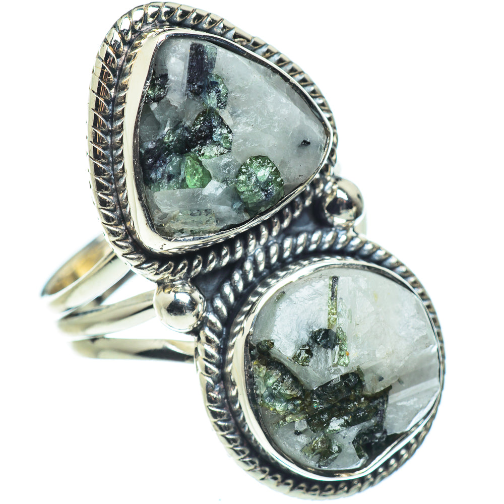 Green Tourmaline In Quartz Rings handcrafted by Anasilvercos - RING57808