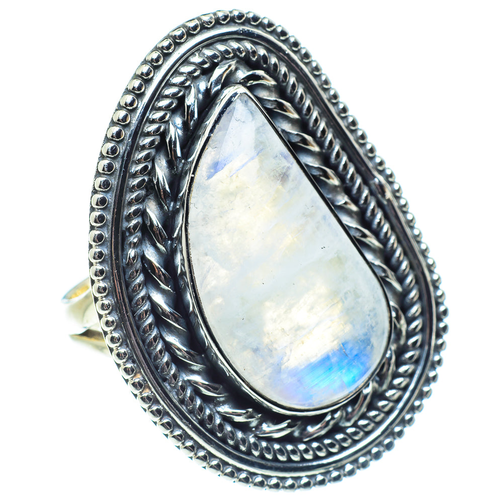 Rainbow Moonstone Rings handcrafted by Anasilvercos - RING57832