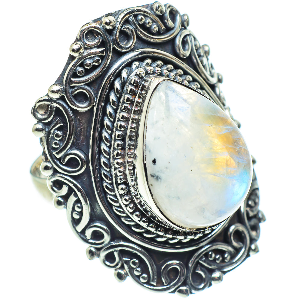 Rainbow Moonstone Rings handcrafted by Anasilvercos - RING57857