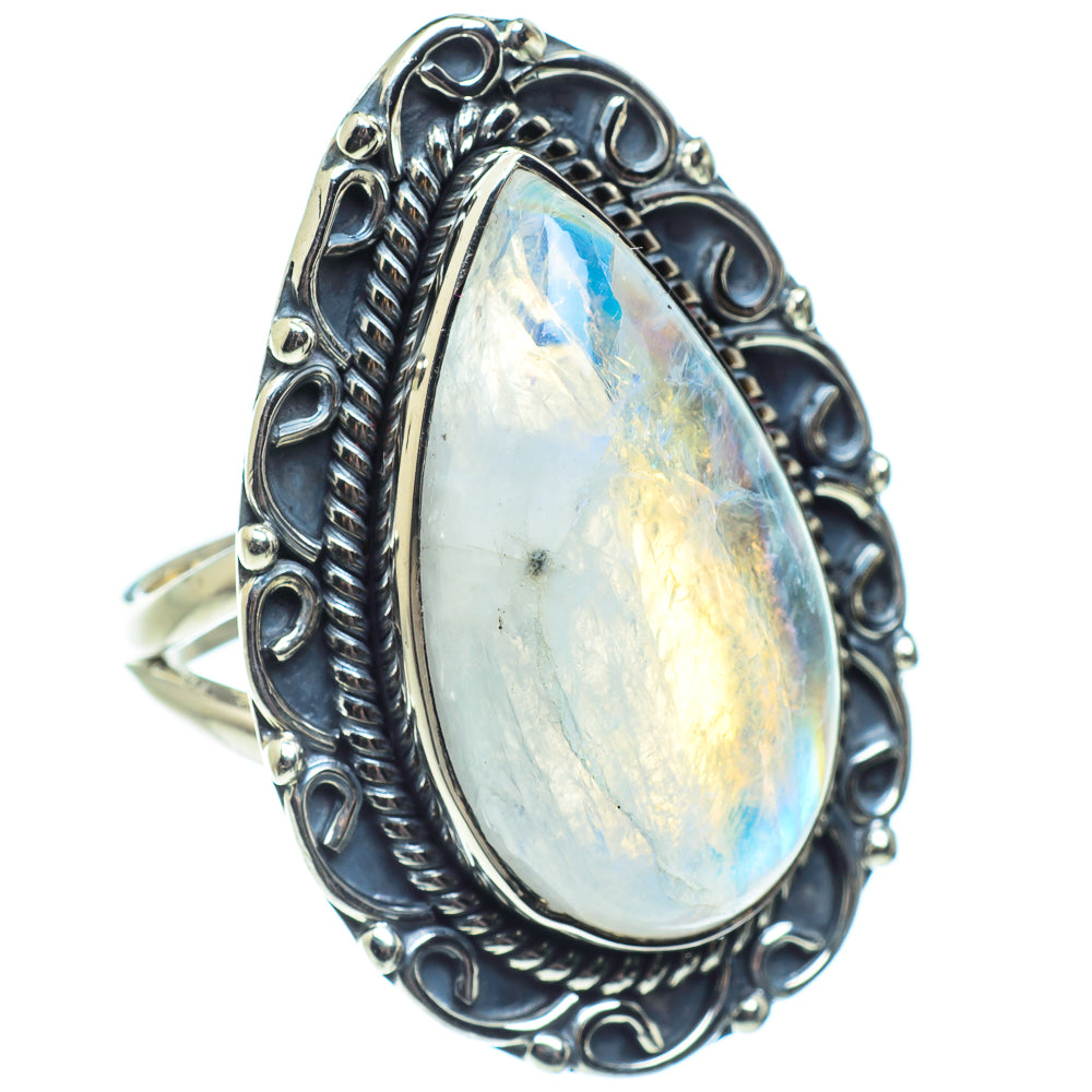 Rainbow Moonstone Rings handcrafted by Anasilvercos - RING57867
