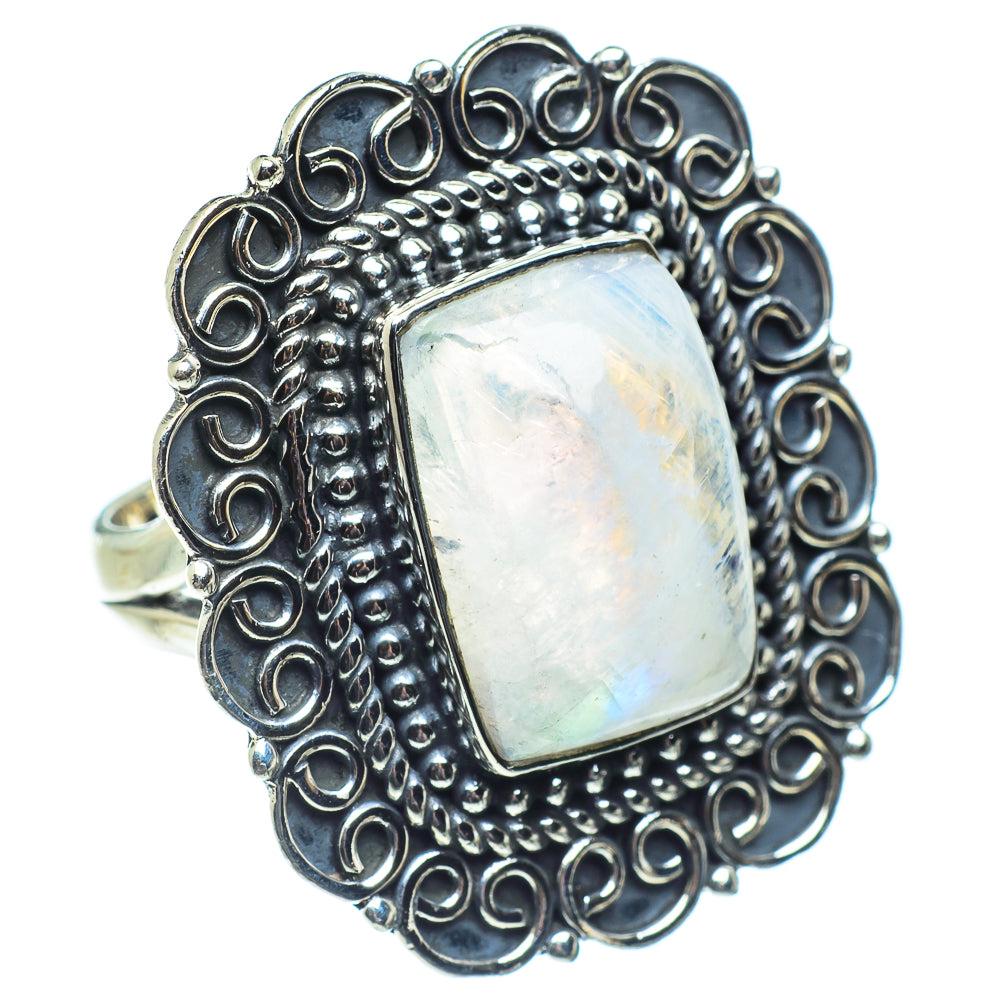 Rainbow Moonstone Rings handcrafted by Anasilvercos - RING57868