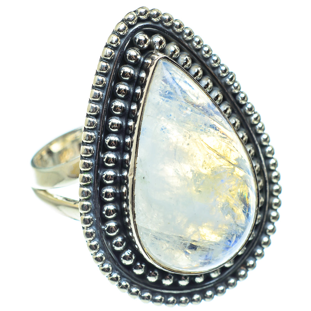 Rainbow Moonstone Rings handcrafted by Anasilvercos - RING57871