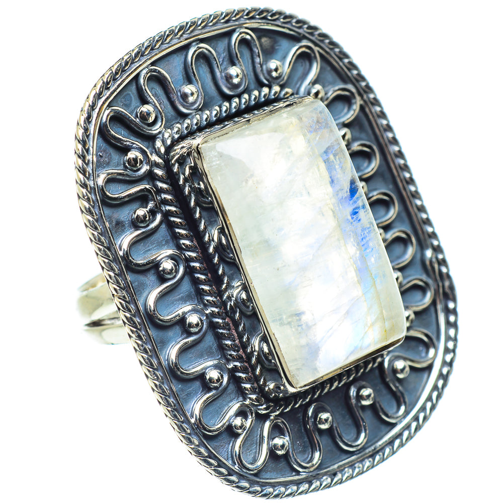 Rainbow Moonstone Rings handcrafted by Anasilvercos - RING57877