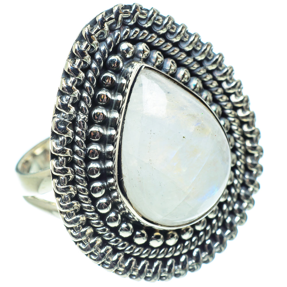 Rainbow Moonstone Rings handcrafted by Anasilvercos - RING57886