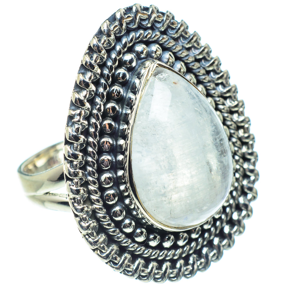 Rainbow Moonstone Rings handcrafted by Anasilvercos - RING57889