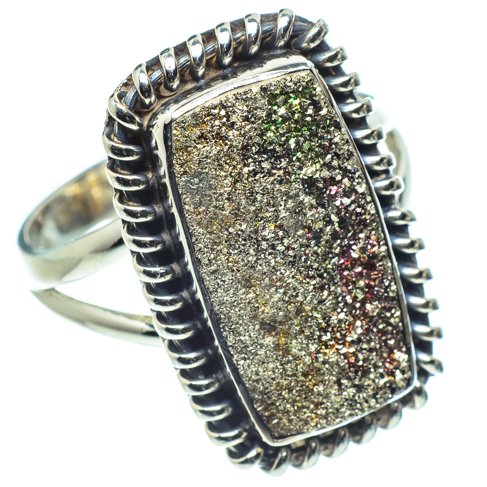 Spectro Pyrite Druzy Rings handcrafted by Anasilvercos - RING57919