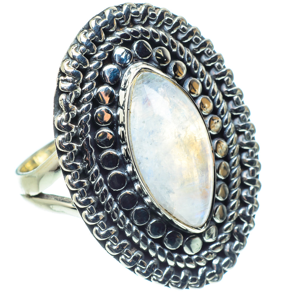 Rainbow Moonstone Rings handcrafted by Anasilvercos - RING57935