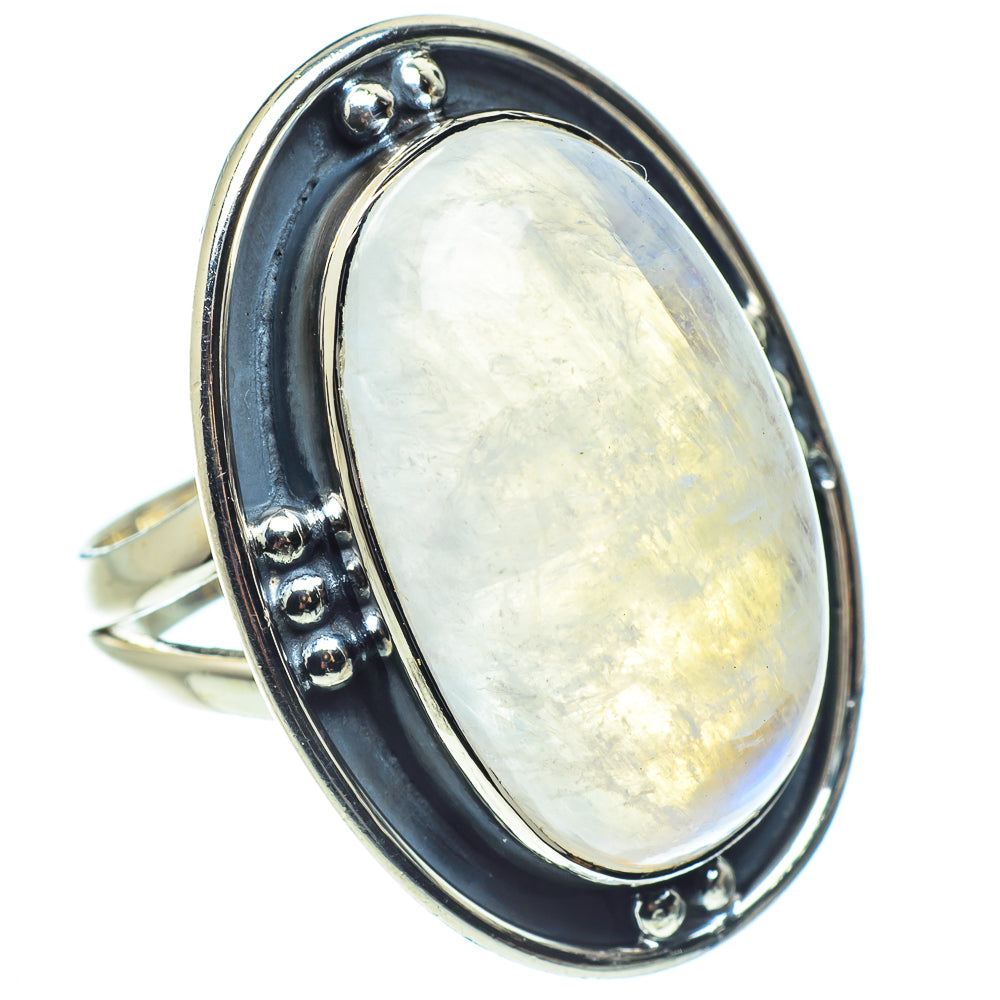 Rainbow Moonstone Rings handcrafted by Anasilvercos - RING57940