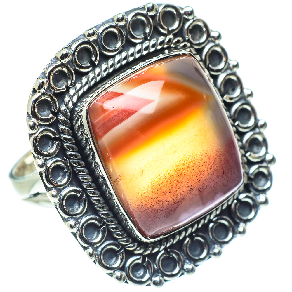 Orange Botswana Agate Rings handcrafted by Anasilvercos - RING57947