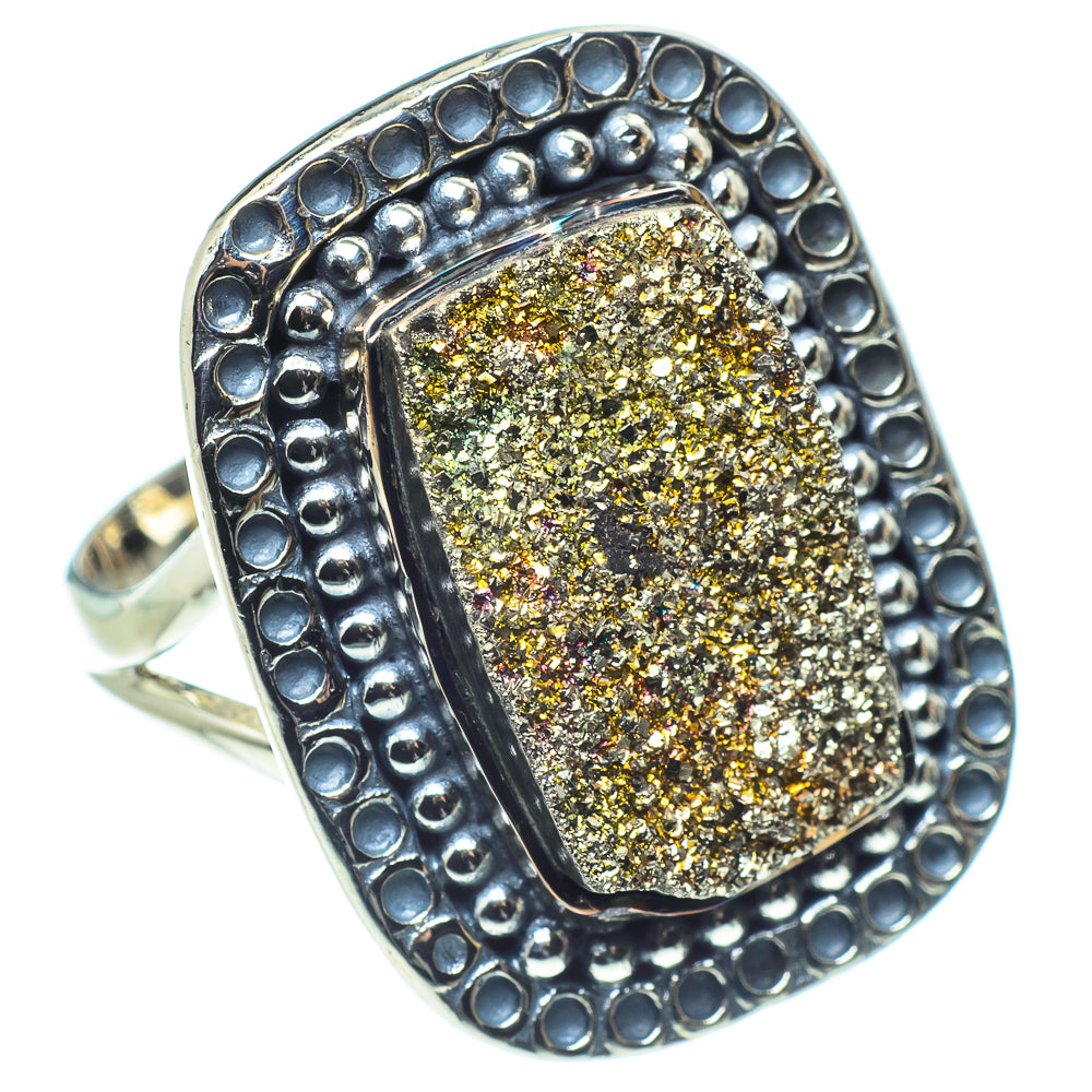 Spectro Pyrite Druzy Rings handcrafted by Anasilvercos - RING57976