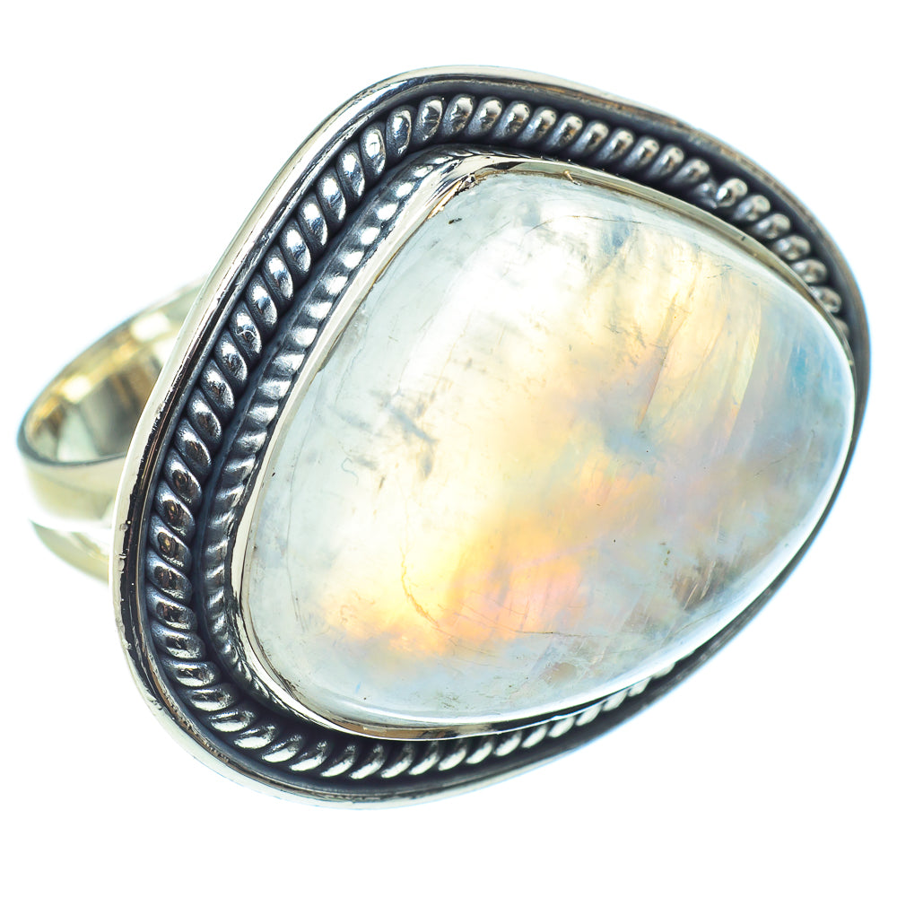 Rainbow Moonstone Rings handcrafted by Anasilvercos - RING57982