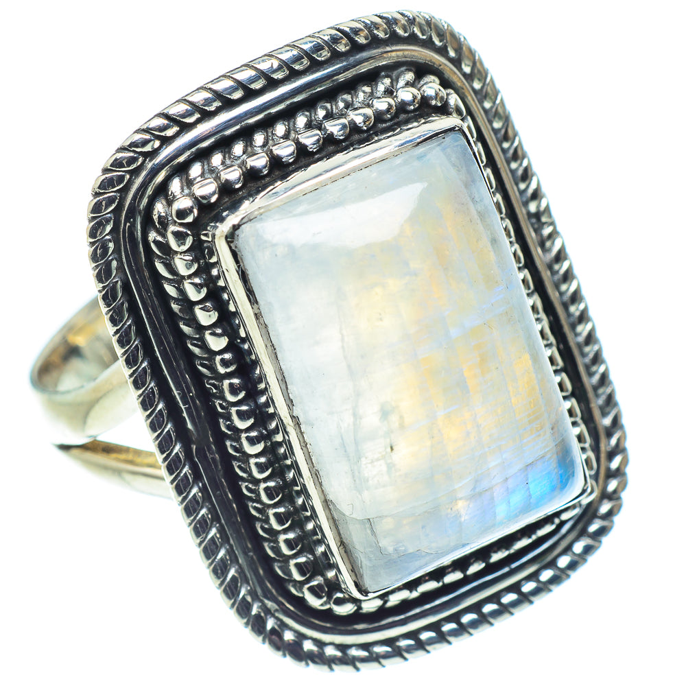 Rainbow Moonstone Rings handcrafted by Anasilvercos - RING57999