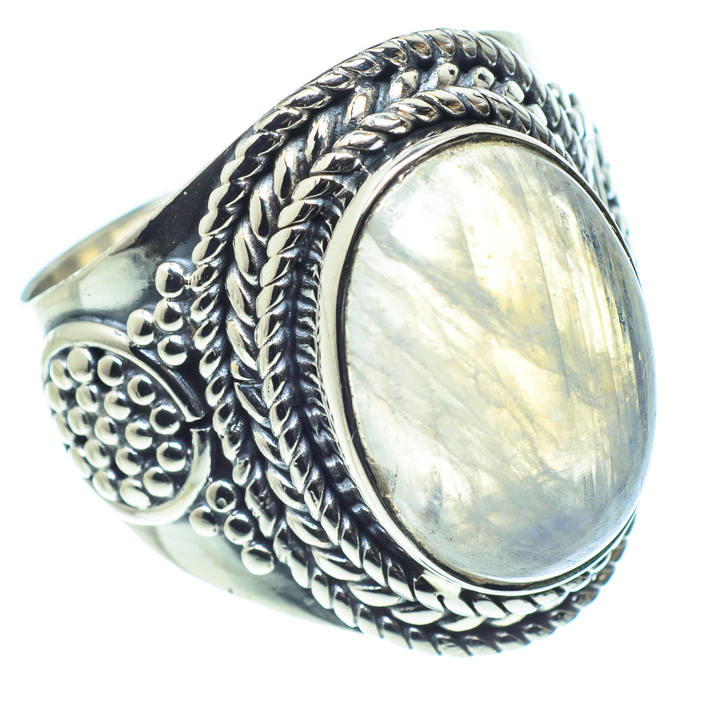 Rainbow Moonstone Rings handcrafted by Anasilvercos - RING58023
